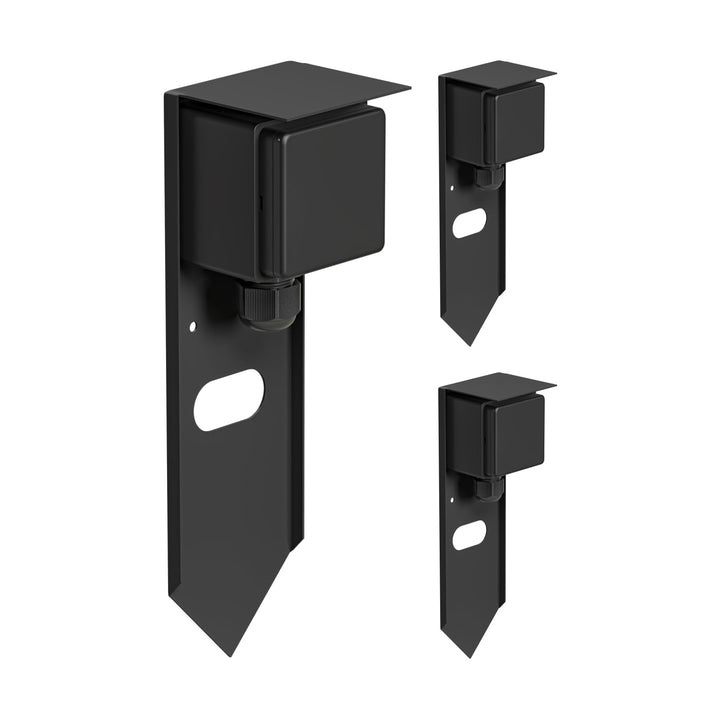 ledscom.de 3x Garten Steckdosensäule PIWI mit Erdspiess für aussen, IP44, 1-fach, Edelstahl, schwarz