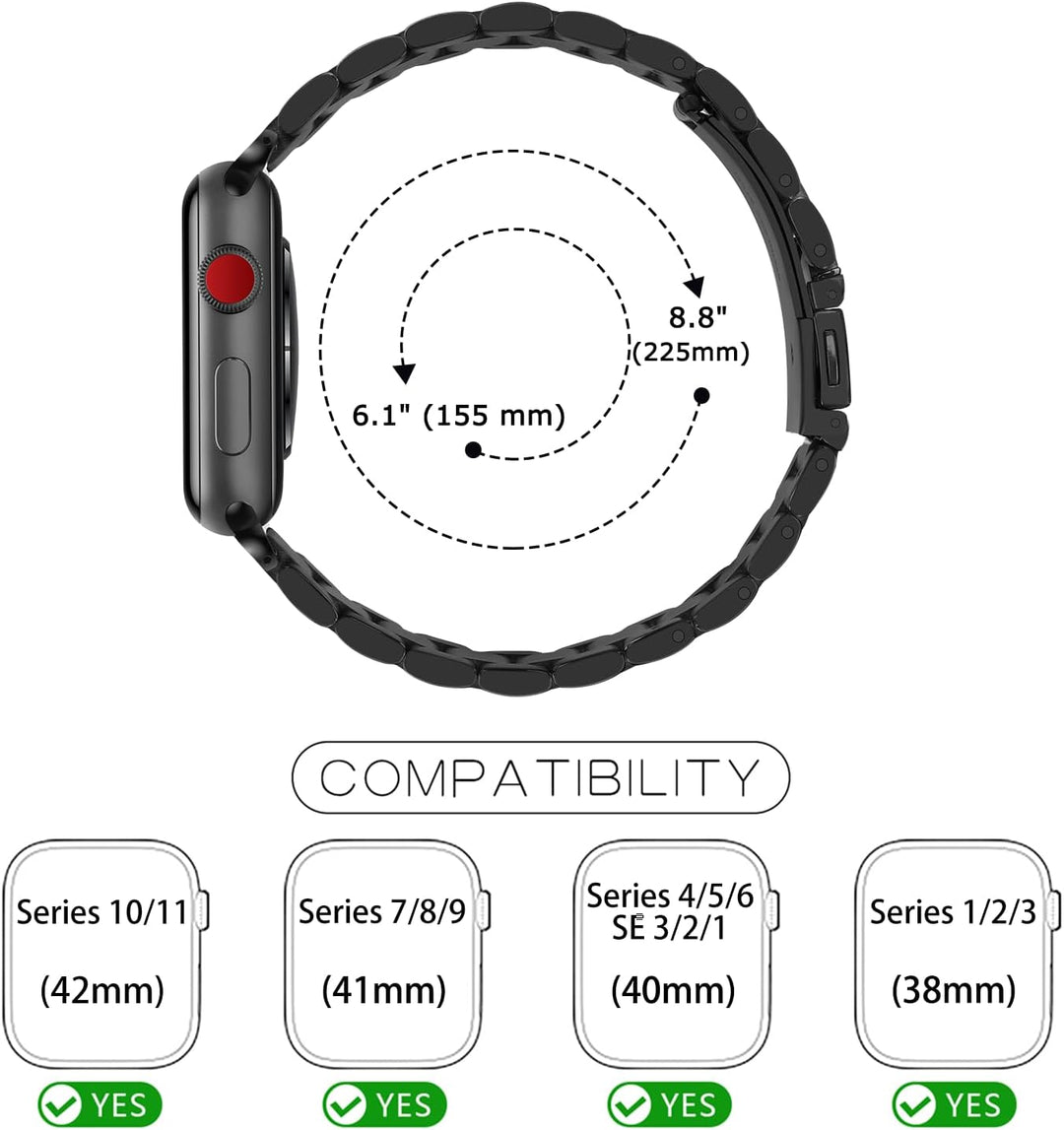 Tasikar Armband Kompatibel mit Apple Watch Armband 41mm 40mm 38mm Prämie Edelstahl Metall Ersatz Arm