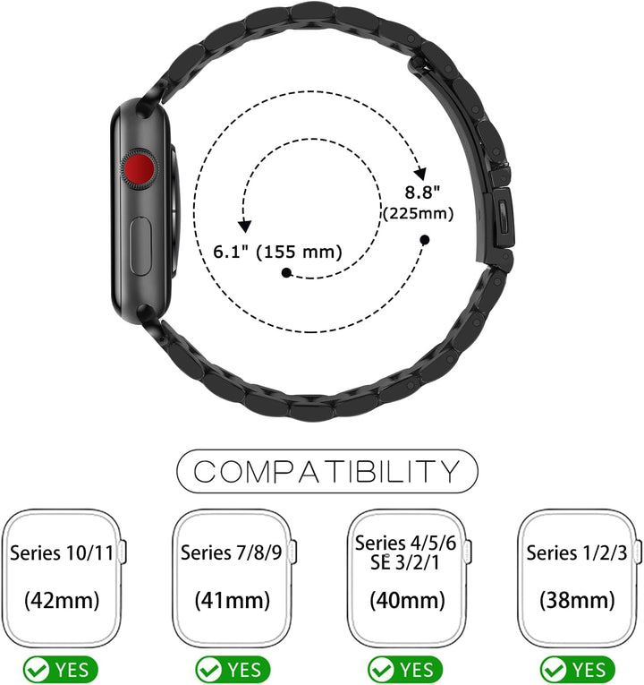 Tasikar Armband Kompatibel mit Apple Watch Armband 41mm 40mm 38mm Prämie Edelstahl Metall Ersatz Arm