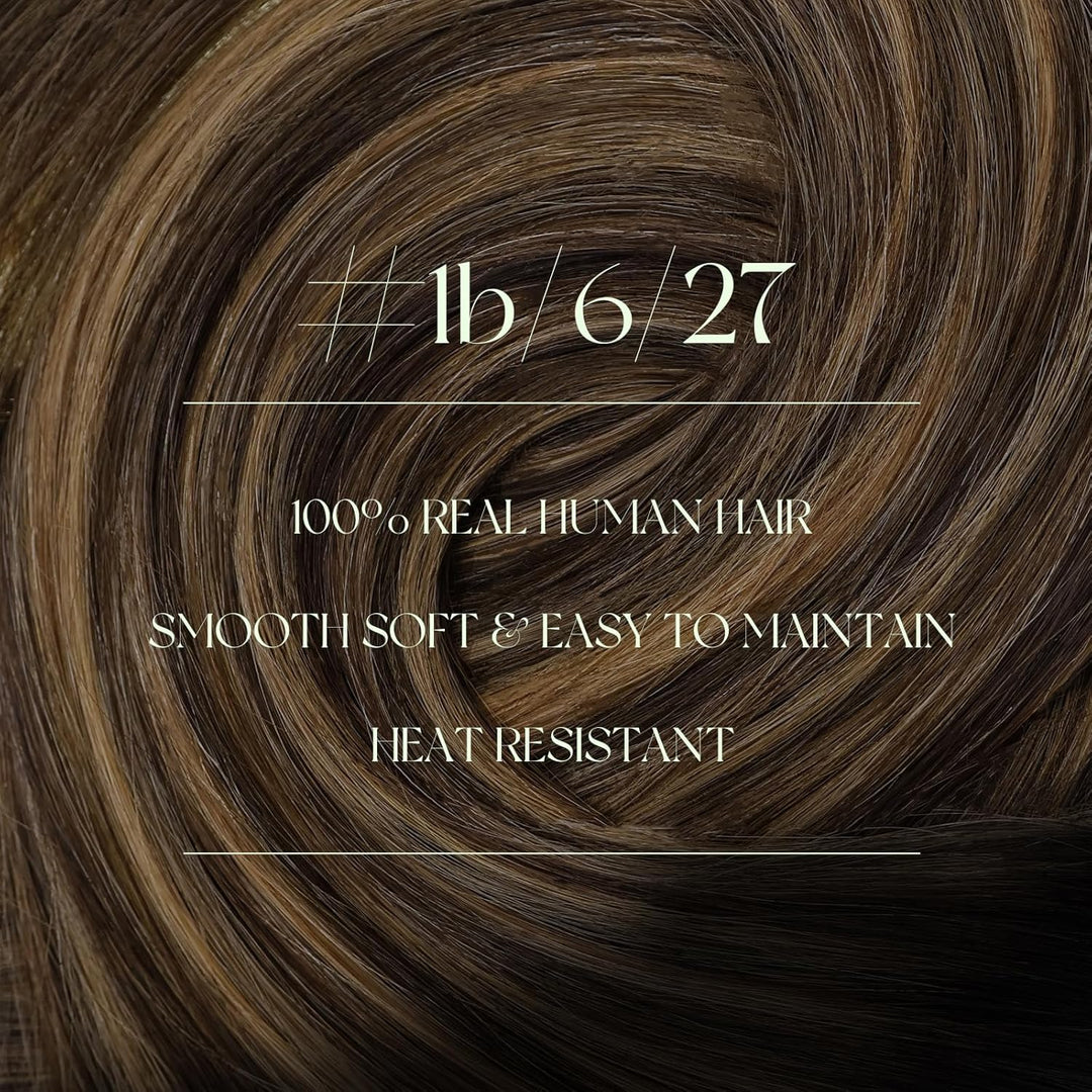 RUNATURE Echthaar Extensions Clip Schwarz Balayage 35cm 7pcs Ombre Glatt Echte Haare 120g #1b/4/27 #