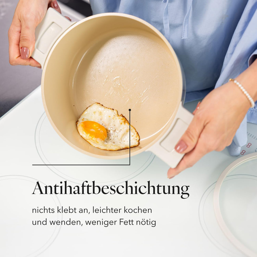 FLORINA Nube Aluminium-Topf | 20 cm | 2,8 l | Induktionsgeeignet | Kratzfeste Keramikbeschichtung |