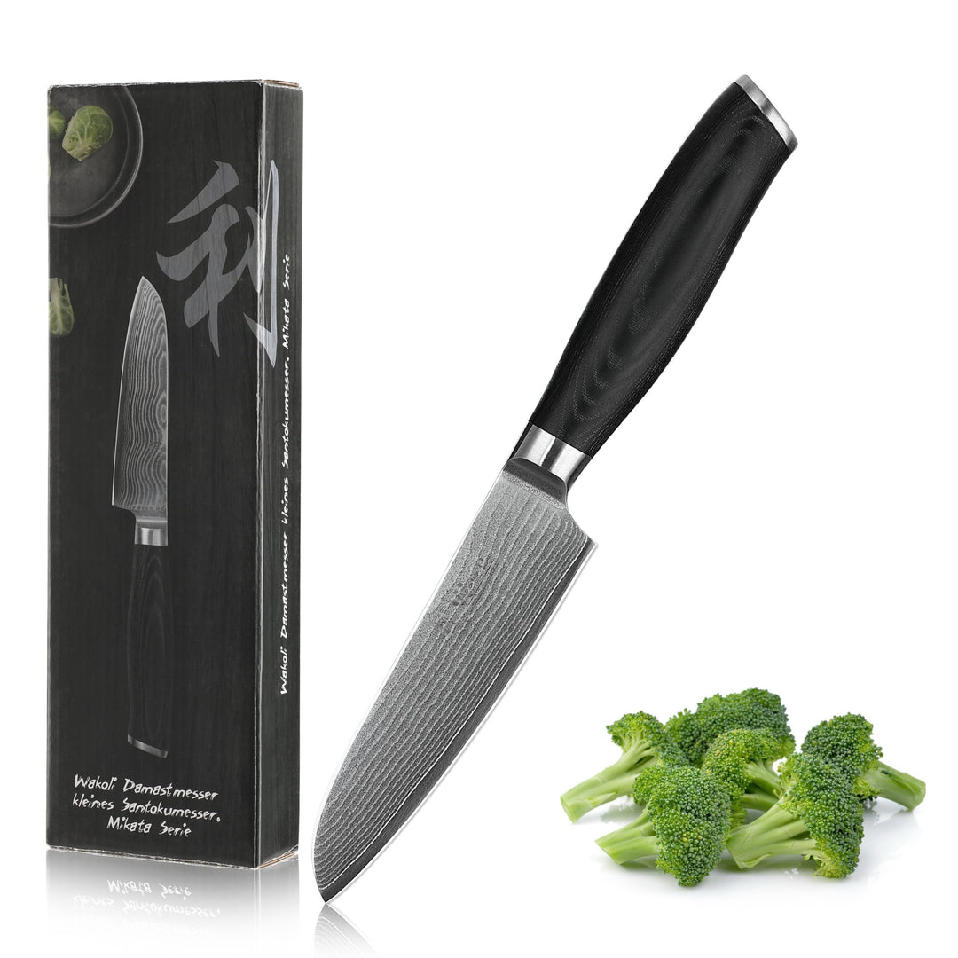 Wakoli Mikata Damast Kleines Santoku Messer 12 cm Klinge extrem scharf aus 67 Lagen I Damastmesser K
