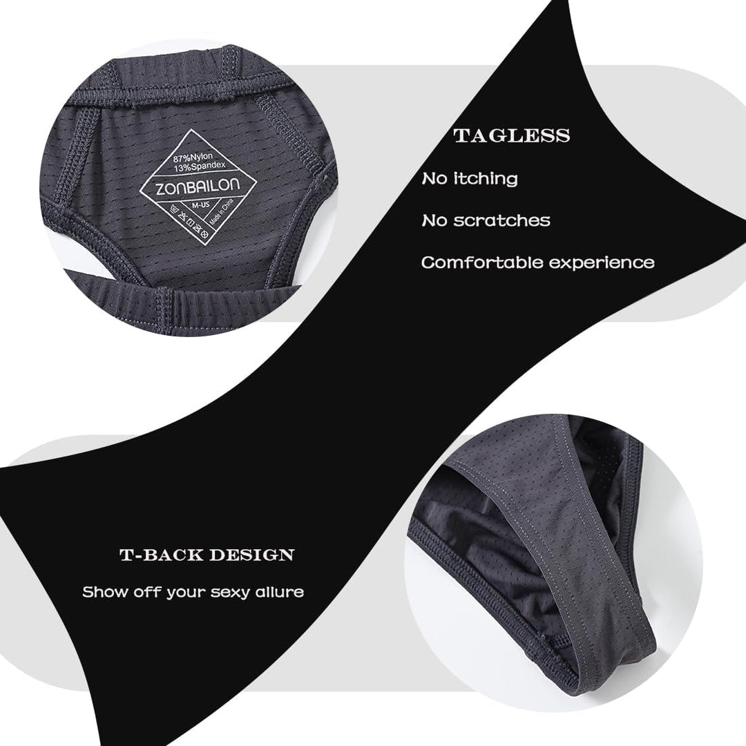 BIATWOWR Herren String Tanga with Pouch Sexy Unterwäsche für Mann Mesh Unterwäsche Thong Herren-Stri