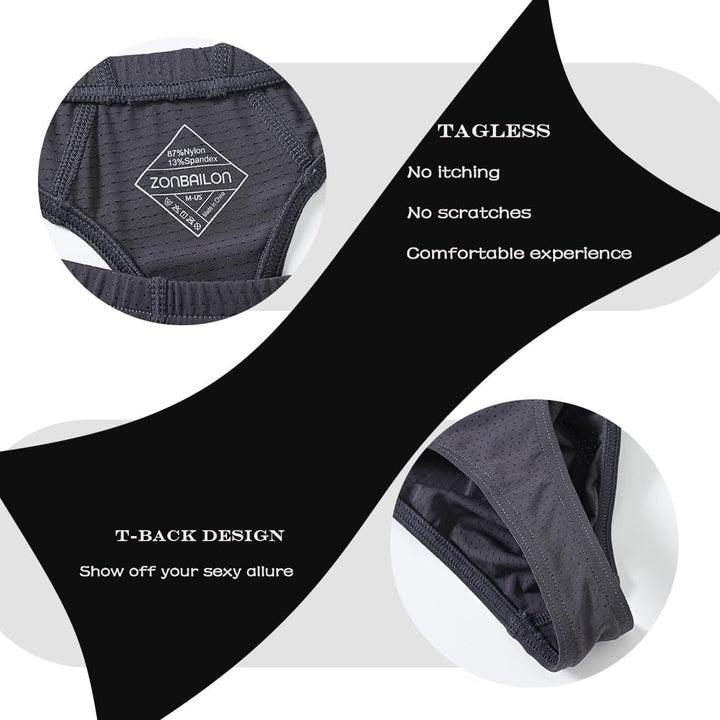 Herren String Tanga with Beutel Sexy Unterwäsche für Mann Thong Herren-Strings Dunkelgrauschwarz L,