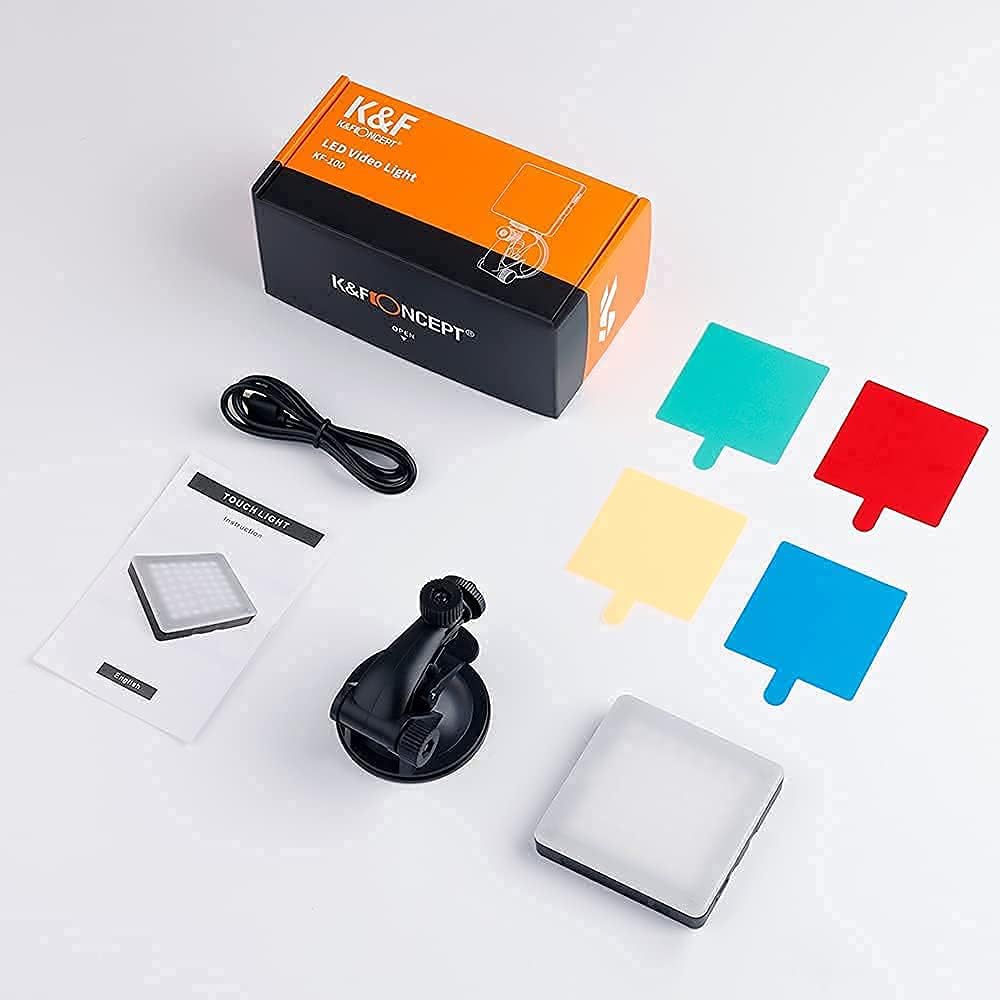 K&F Concept Touch Sensor-Licht Leuchten Kamera-Videoleuchte Dimmfähige Beleuchtung + 4 FLeuchten Fil