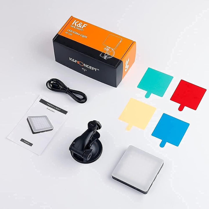 K&F Concept Touch Sensor-Licht Leuchten Kamera-Videoleuchte Dimmfähige Beleuchtung + 4 FLeuchten Fil