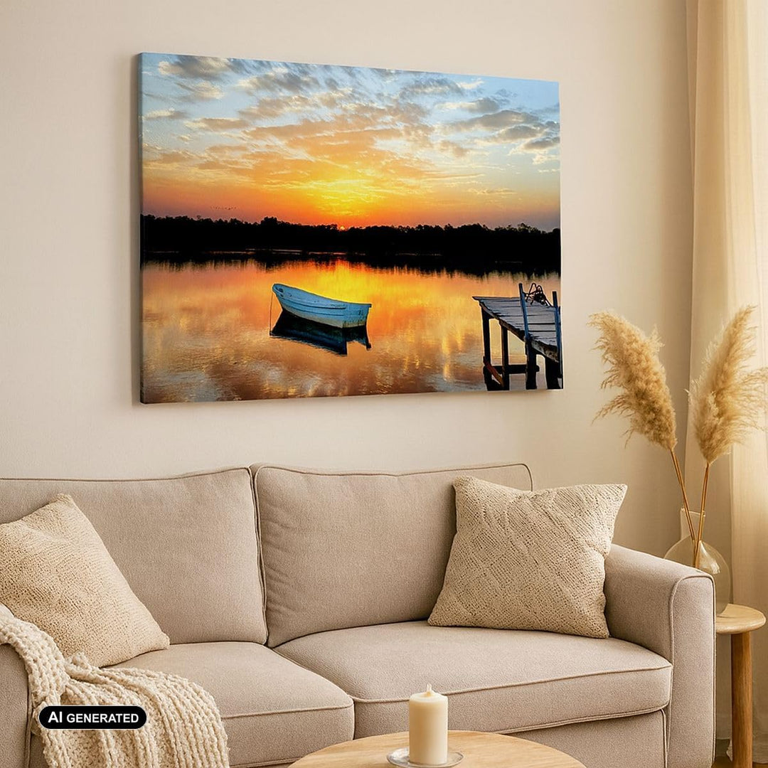 ARTTOR Bilder auf Leinwand 100x70cm Leinwandbild Landschaft Sommer Meer Gross Wanddeko Bild Schlafzi