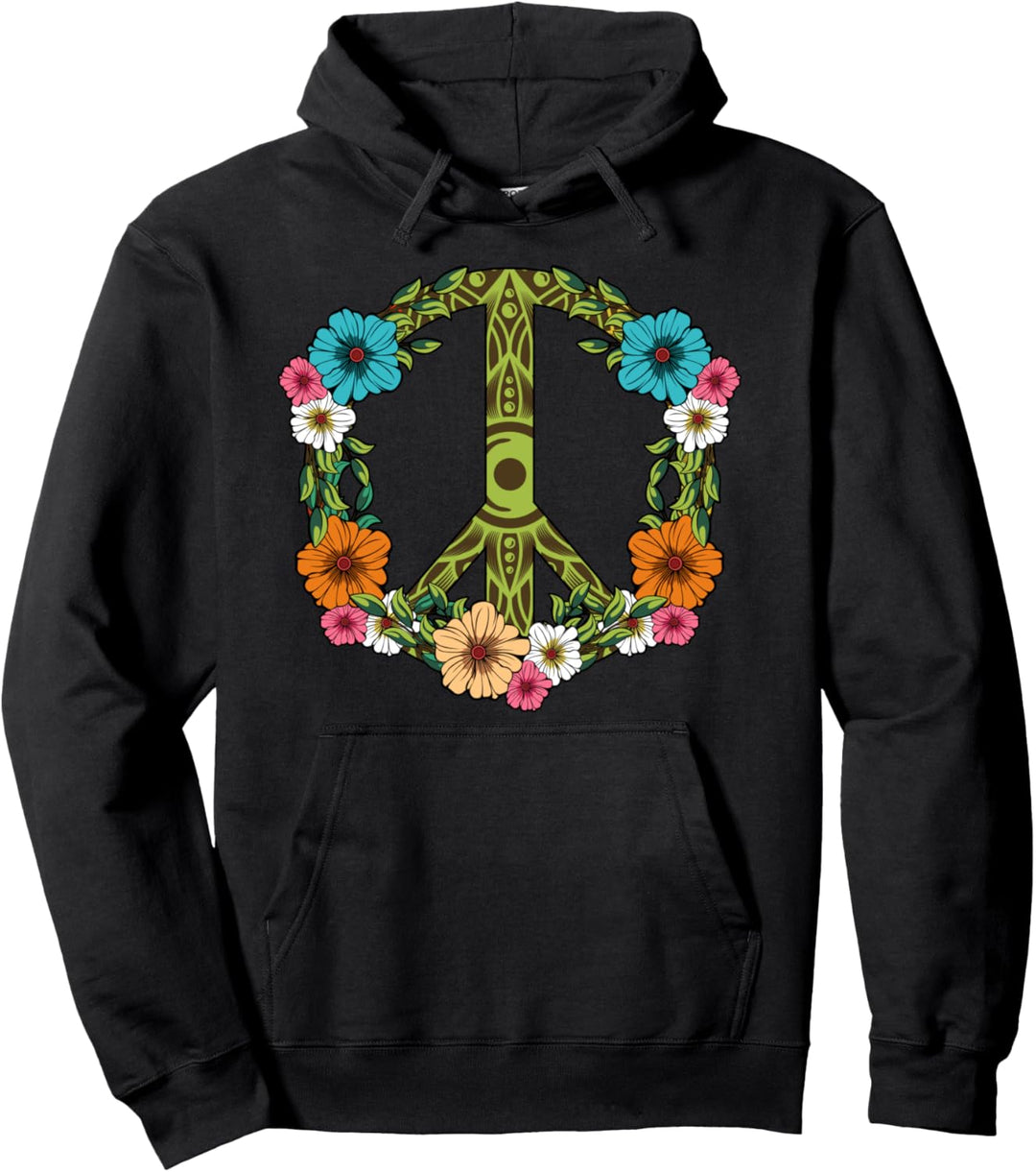 Peace Love Hippie 60er 70er 80er 90er Friede Freiheit Liebe Pullover Hoodie