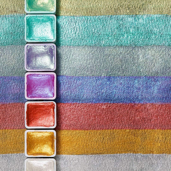 Paul Rubens 48 Aquarellfarben, Perlglanzfarben Solid Wasserfarben Zeichnung Kleine Pfanne mit Metall