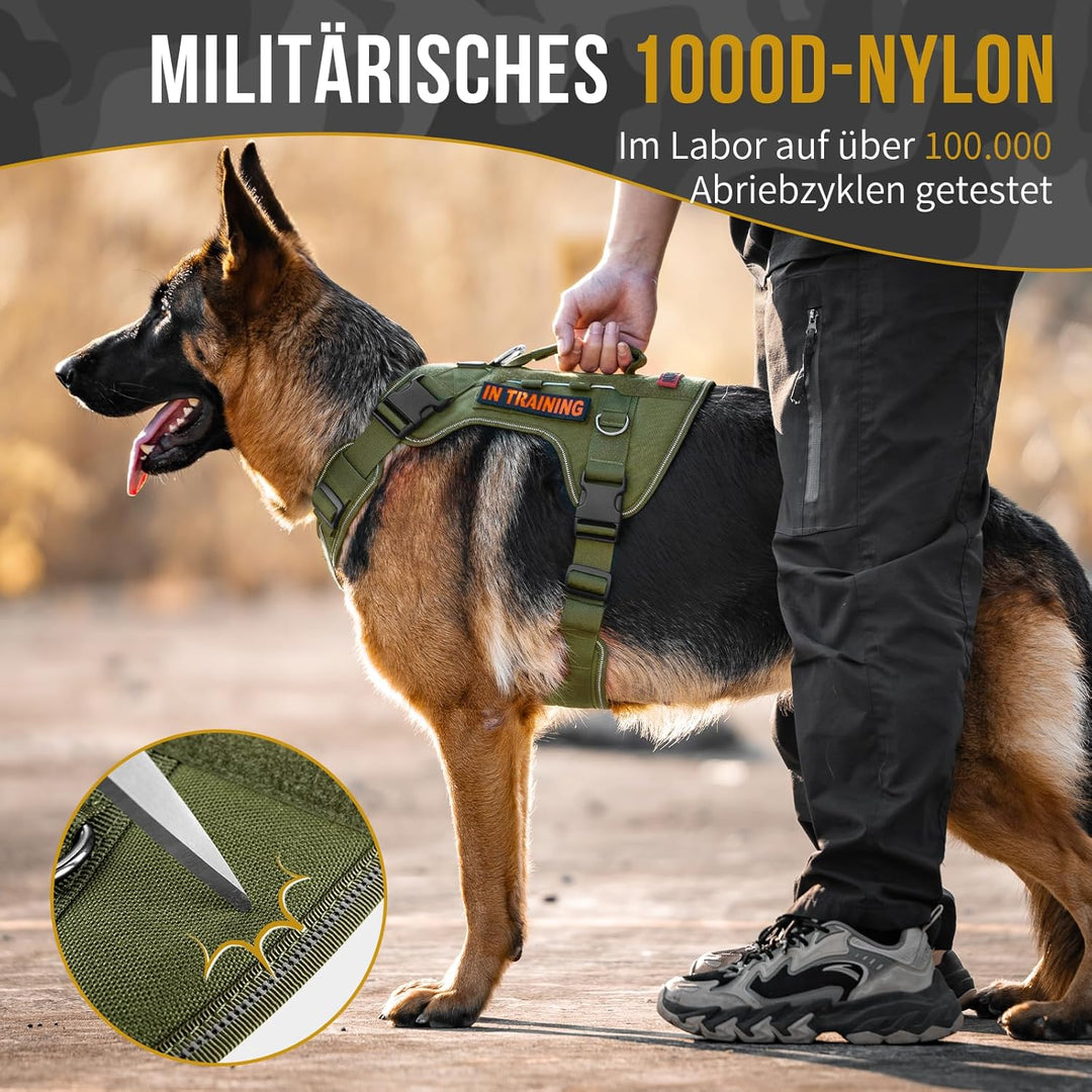 OneTigris Hundegeschirr Grosse Hunde, TACTILITE Taktisches Langlebig Anti Zug Geschirr, No Pull Vers