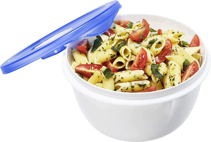 Rotho Micro Clever Mikrowellendose 1.6l mit Deckel und Ventil, Kunststoff (PP) BPA-frei, rot/weiss,