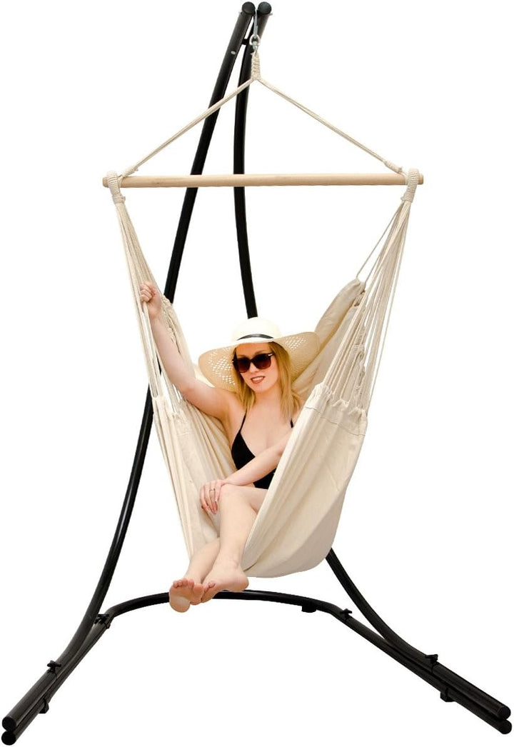 AMANKA XXL Hängesessel mit Gestell Outdoor - 210cm Metall Hängesesselgestell - 185x130cm Hängestuhl