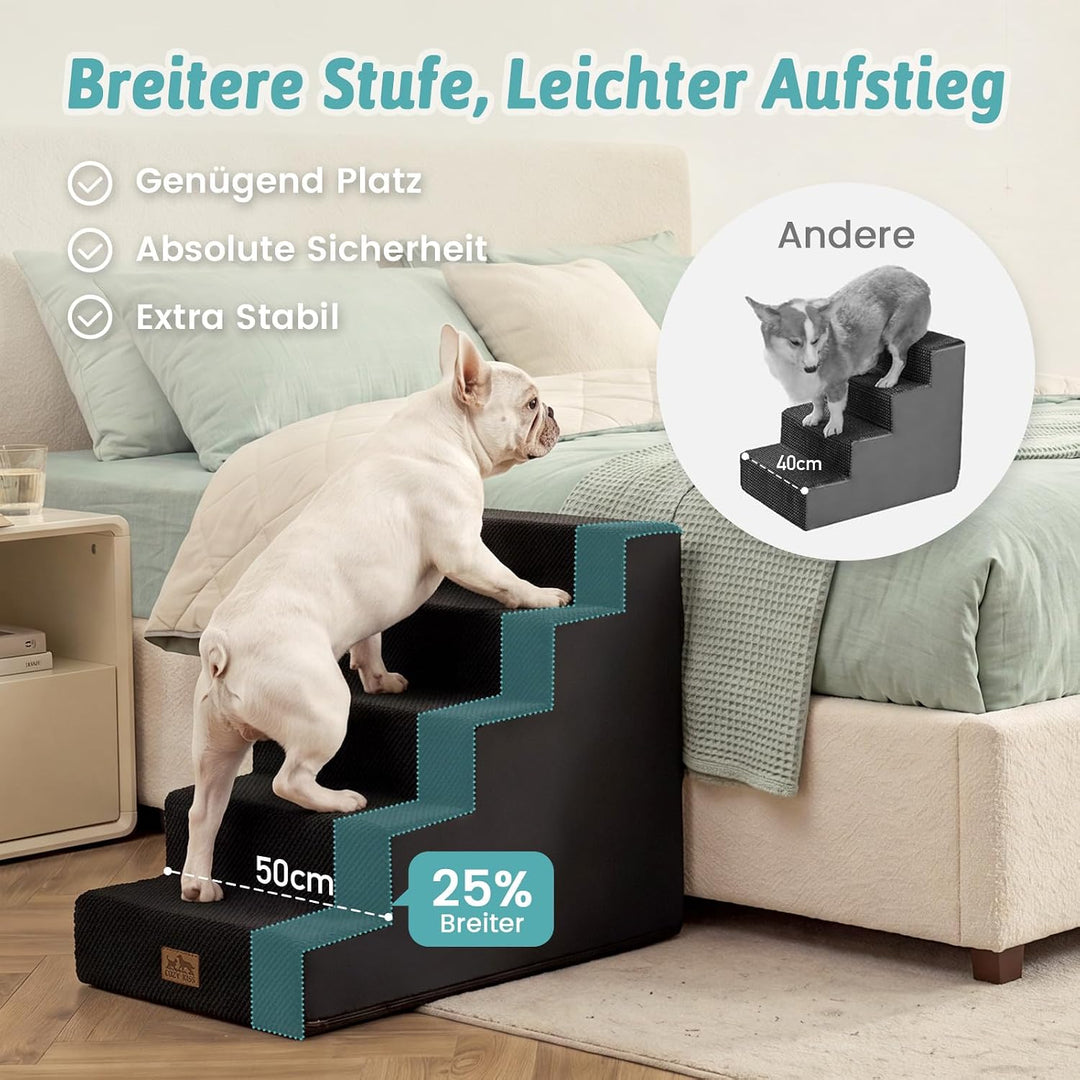 COZY KISS Hundetreppe für Kleine Hunde, 4 Stufen Haustiertreppe für Bett Couch Auto, 45cm Hoch Hochd