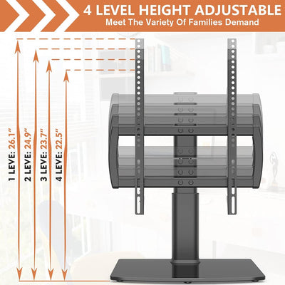 Universal schwenkbarer TV-Ständer/Tischfuss TV-Ständer 27 bis 60 Zoll TVs 80 Grad schwenkbar, 4 Stuf