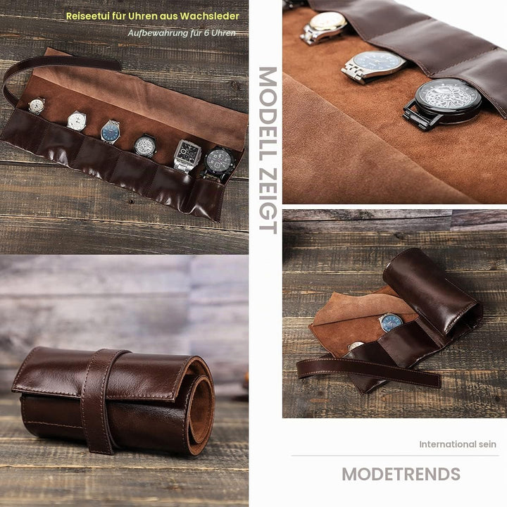 Hiram Uhr Armband Aufbewahrungstasche Fall Leder Tragbare Reiseuhr Echtledertasche, Uhrentasche Lede