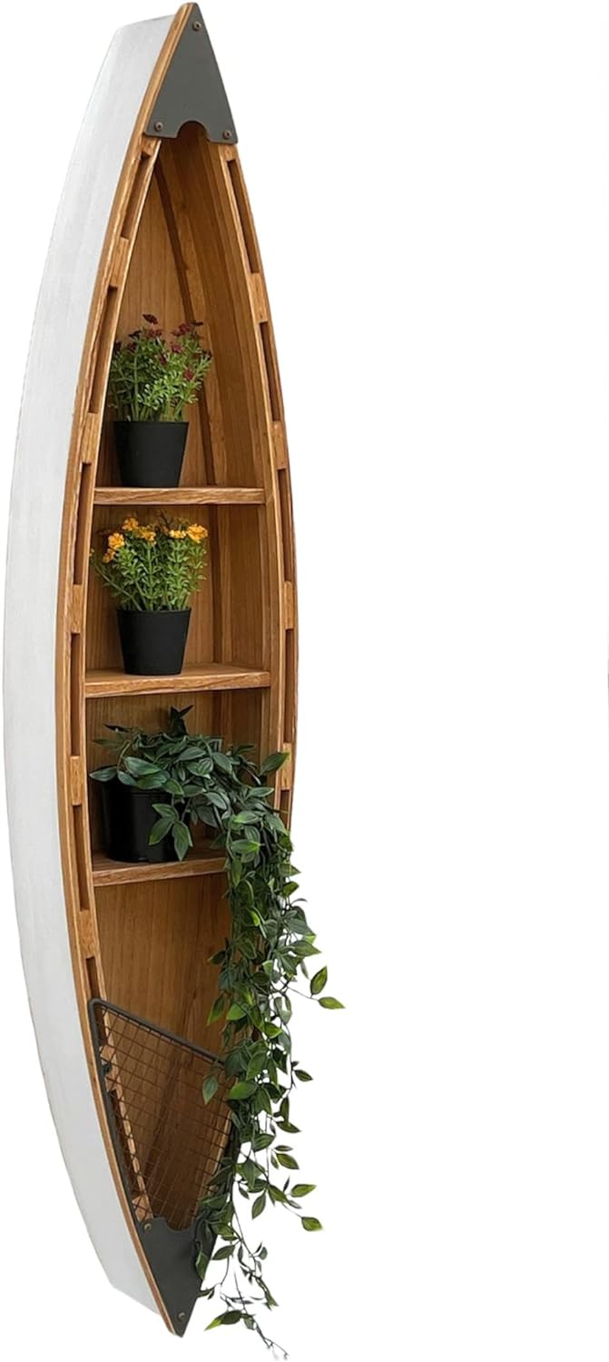 DanDiBo Regal Boot Wandregal 120 cm in Bootsform aus Holz Antik MR83 Maritim Bootsregal Badregal Bad