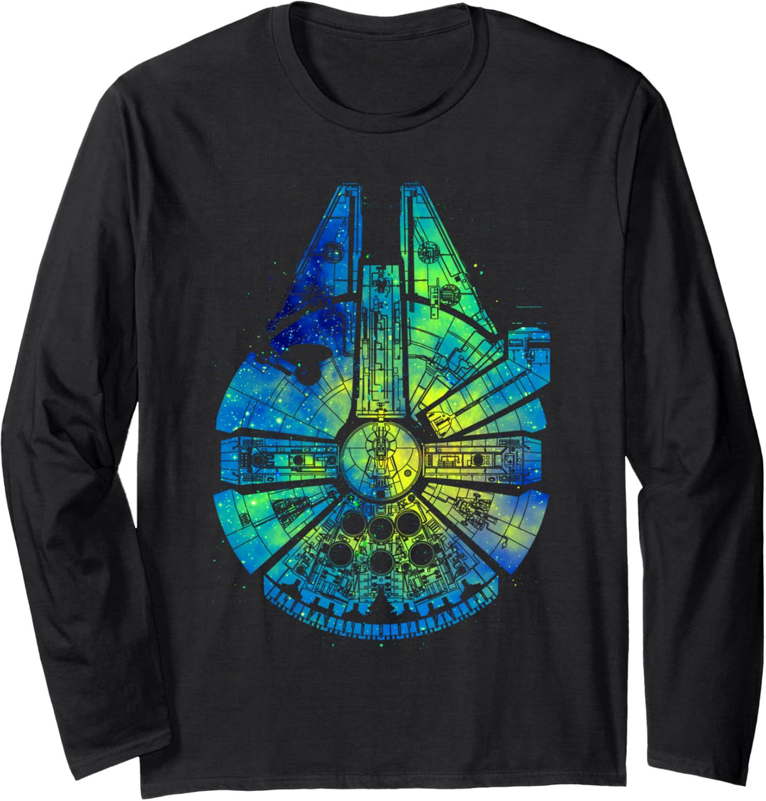 Star Wars Millennium Falcon Water Color Ink Splatter Langarmshirt