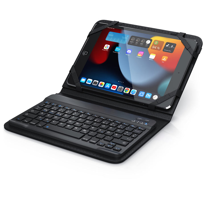 CSL - Bluetooth Slim Tastatur für Tablets 9-10 Zoll - für Apple iPad 2 3 4 UVM. inkl. Kunstledercase