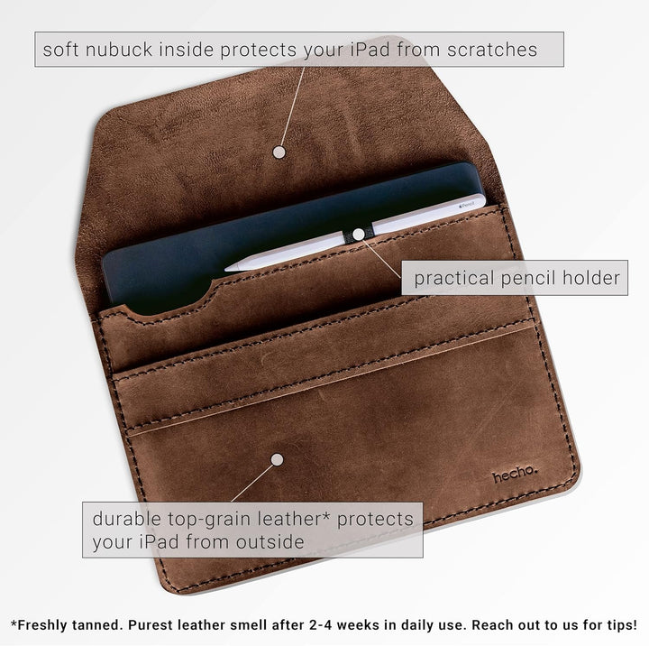 hecho. Leder Hülle für iPad Pro 12.9" (2015-2017) mit Stifthalter - Handmade & Fair - Fernando (Case