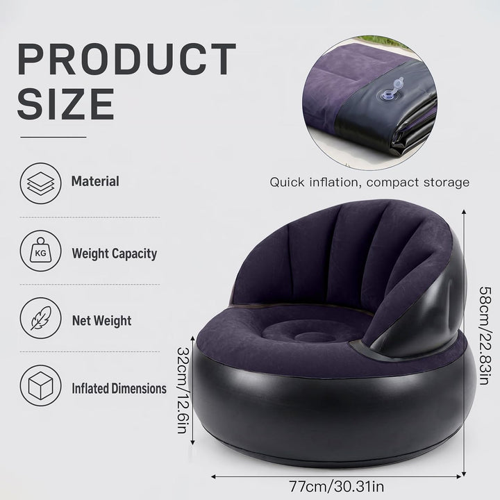 Aufblasbares Sofa, Wasserdichtes Aufblasbarer Sessel mit Fusspumpe, Aufblasbare Couch mit Beflockter
