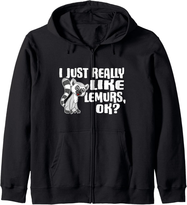I Just Really Like Lemurs Ok Lustiges Lemuren Kostüm Kapuzenjacke