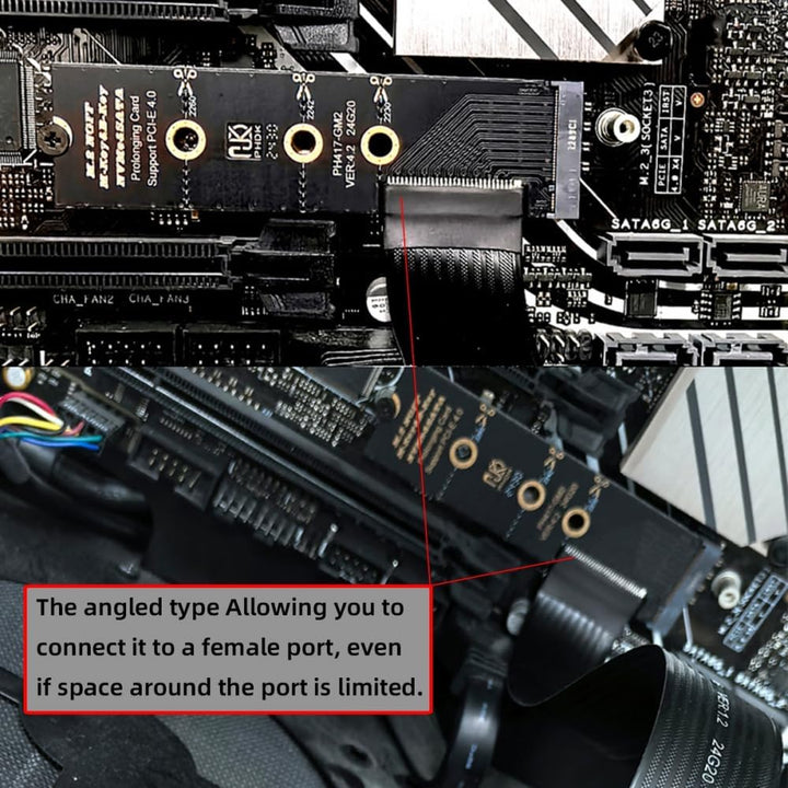 CY Adapter NGFF M-Key NVME Male to Female Extension PCI Express Cable 30cm Right Angled Type 90 Degr