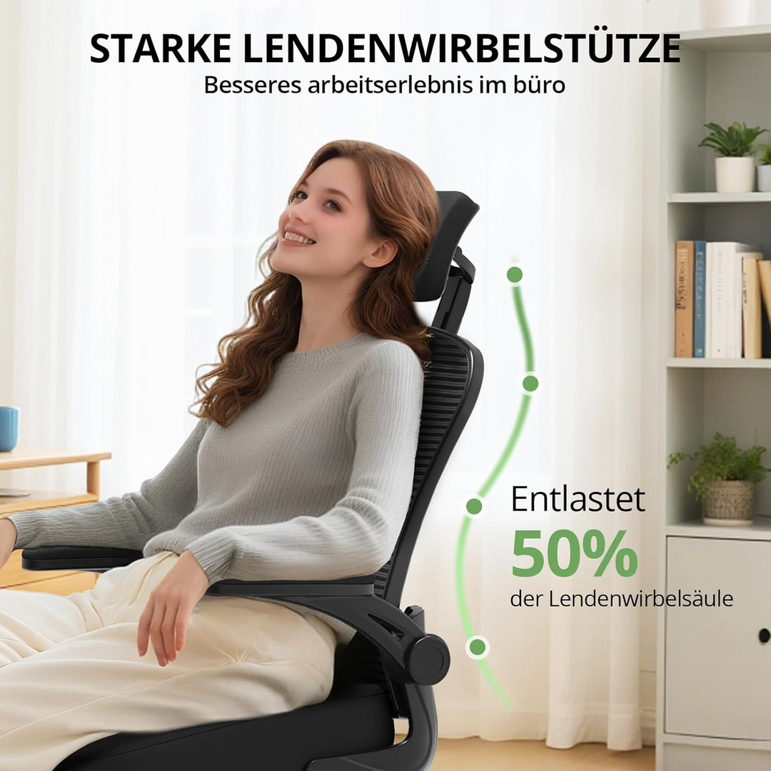 Synorla Schreibtischstuhl Bürostuhl Ergonomisch mit 150 KG Tragkraft, Ergonomischer Bürostuhl mit St