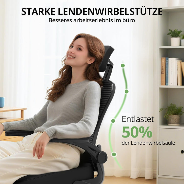 Synorla Schreibtischstuhl Bürostuhl Ergonomisch mit 150 KG Tragkraft, Ergonomischer Bürostuhl mit St