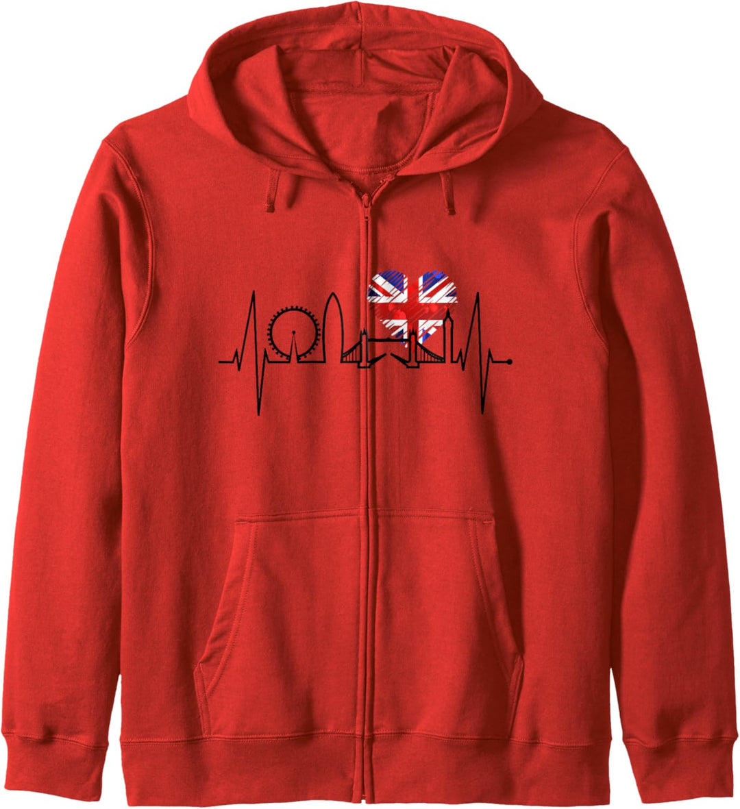London Skyline Herzschlag UK Flagge London Fan Herz London Kapuzenjacke