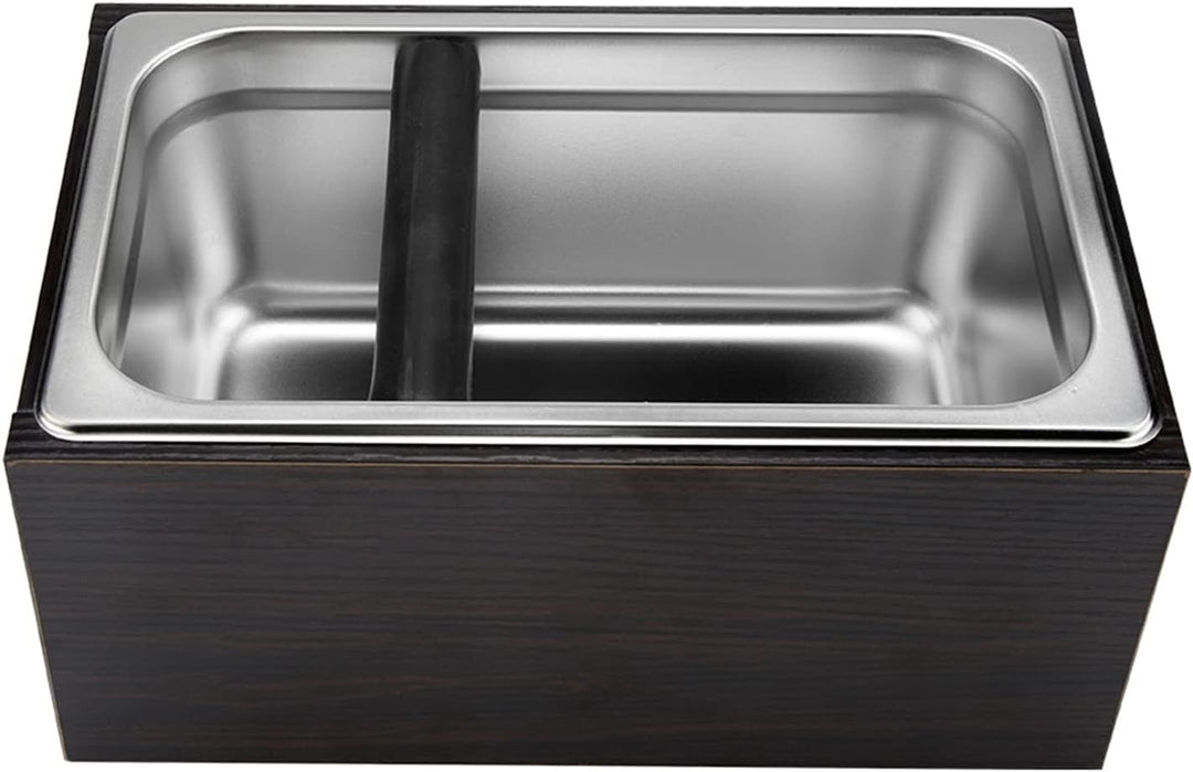 Behälter Kaffeesatz, Premium Holzkiste Edelstahl Abschlagbehälter und Abklopfkasten für Barista, Cof