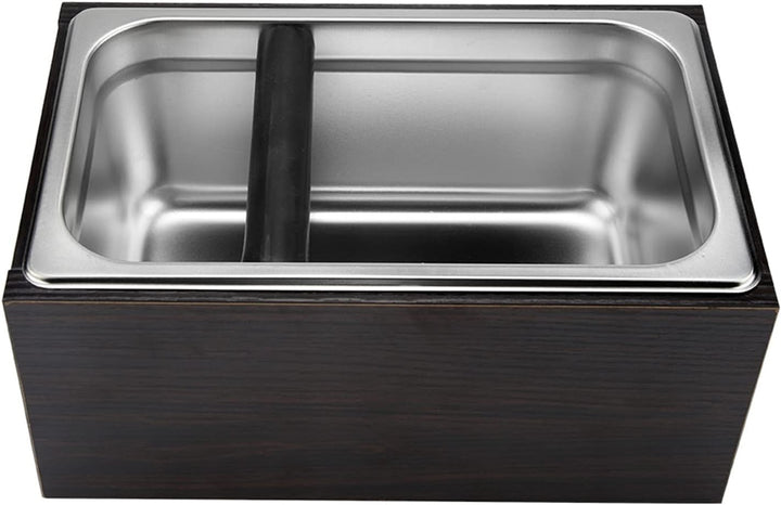 Behälter Kaffeesatz, Premium Holzkiste Edelstahl Abschlagbehälter und Abklopfkasten für Barista, Cof