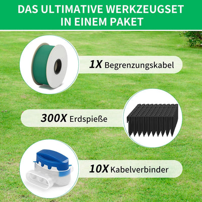 100M Universal Begrenzungskabel für Mähroboter + 300 Erdspiess + 10 Klemmenblöcke, HAUSPROFI Begrenz