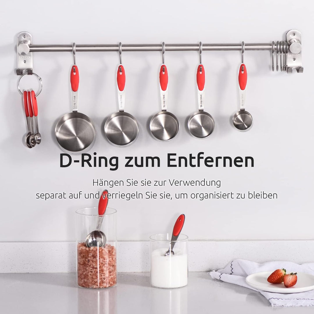 Messbecher: U-Taste 18/8 Edelstahl Messbecher und Messlöffel Set mit 10 Stück, Griff mit Verbesserte