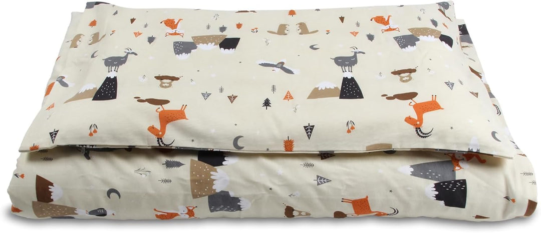 schlummersack Kinder Bettwäsche Set 100x135 Bergtiere aus 100% Baumwolle, Wendbar, mit Reissverschlu