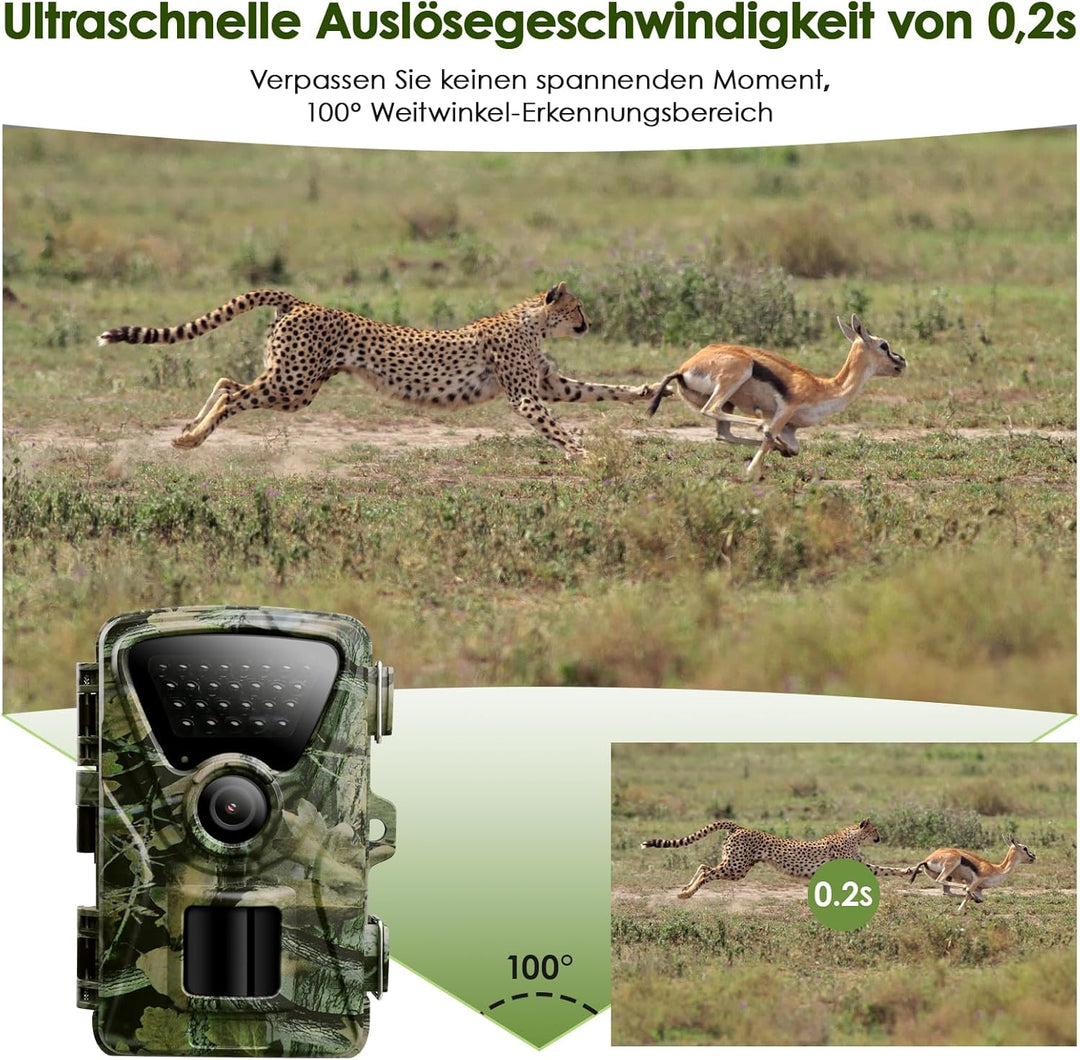 MAXDONE Wildkamera mit Bewegungsmelder Nachtsicht - WLAN mit Handyübertragung App 32MP 1440P Nachtsi
