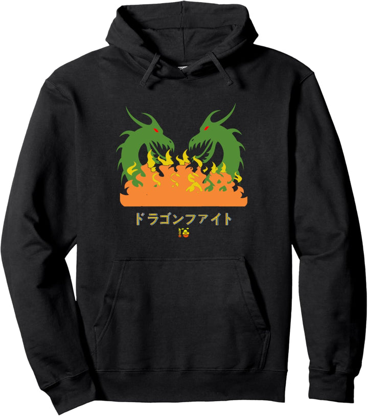 Zwei Grüne Japanische Drachen ins Feuer Pullover Hoodie