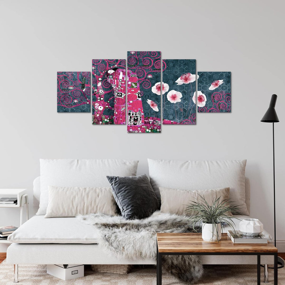 Runa Art Wandbilder Gustav Klimt der Kuss 5 Teilig Bild auf Vlies Leinwand Deko Wohnzimmer Collage P