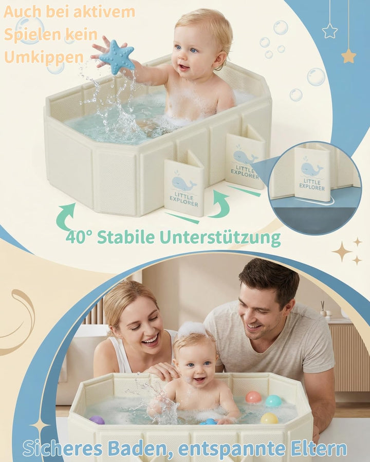 Babywanne Faltbar für Babys &amp; Kleinkinder von 0–6 Jahren, Faltbare Babybadewanne für Dusche, Kinderb