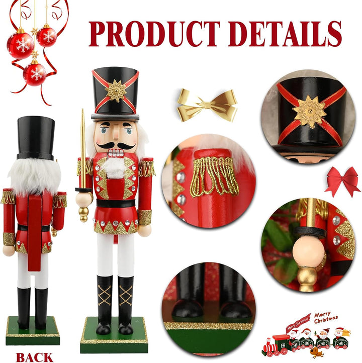 Jodsen Grosse Weihnachten Nussknacker Soldat Holz 38cm/15inchs Weihnachten Nussknacker Figuren Ornam