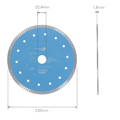 PRODIAMANT Profi Diamant Fliesenscheibe ø 230mm F33 Bohrung 30mm mit Distanzring 25,4mm Natursteine