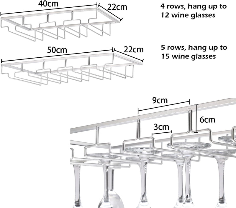 YunNasi 2 Stück 5 Reihige Weinglashalter Gläserhalter aus Metall Gläserschiene Halter Unter Schrank