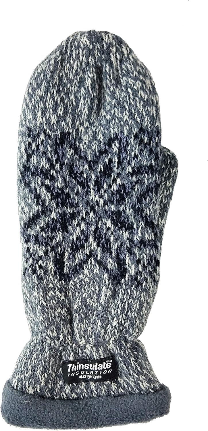 BRUCERIVER Damen Schneeflocke Strickhandschuhe mit warmem Thinsulate Fleece Futter Grau L, Grau L