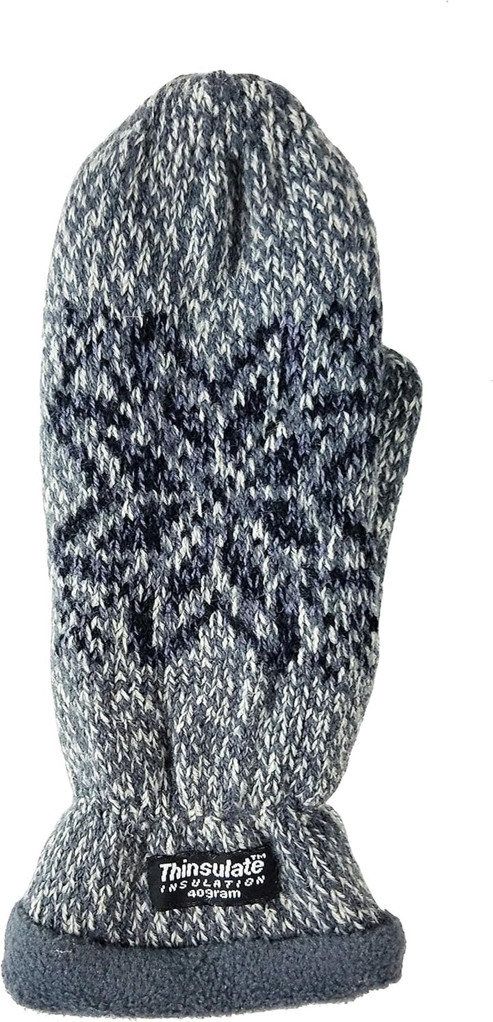BRUCERIVER Damen Schneeflocke Strickhandschuhe mit warmem Thinsulate Fleece Futter Grau L, Grau L
