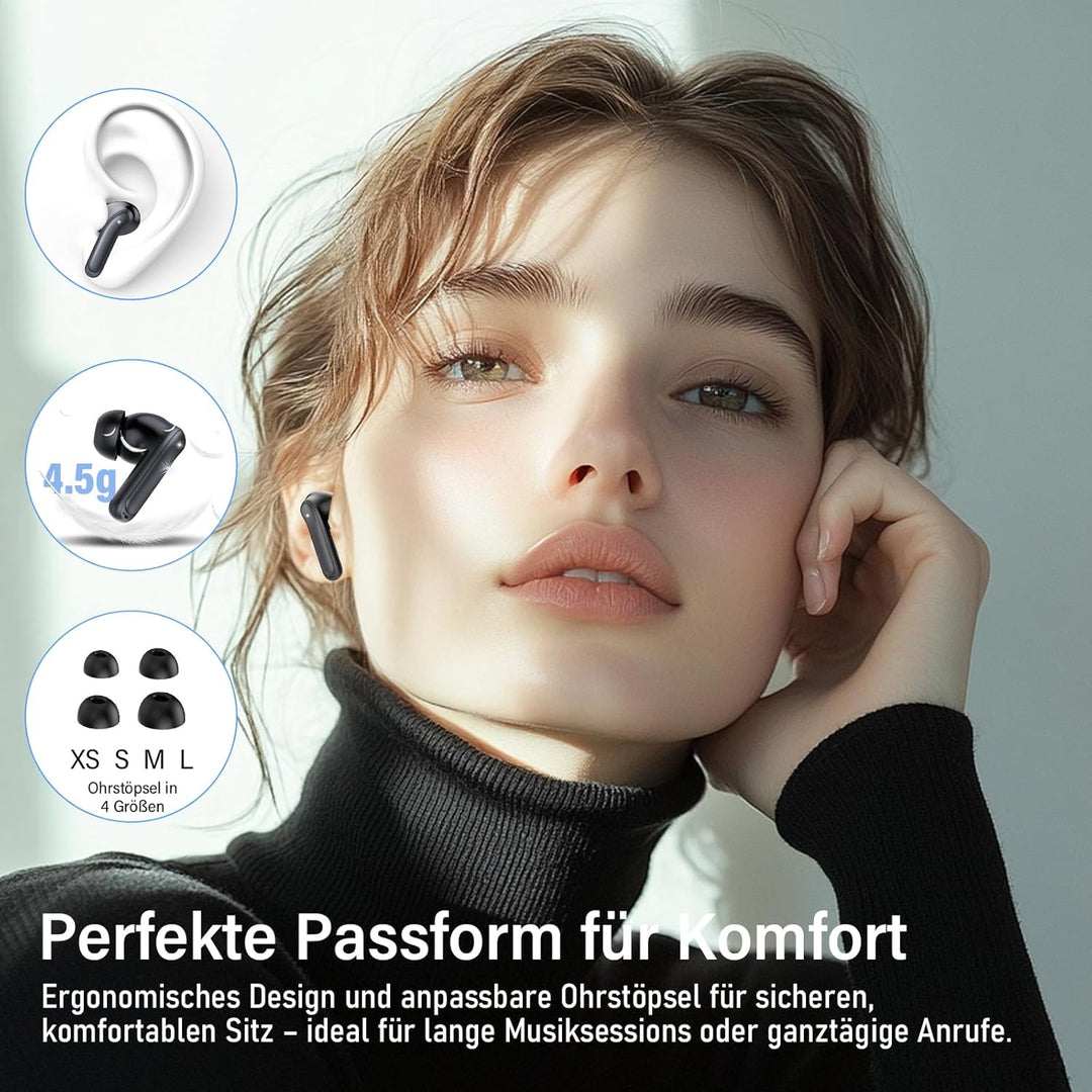 Bluetooth Kopfhörer mit Hybride Aktive Geräuschunterdrückung, In Ear Kopfhörer Kabellos Bluetooth 5.
