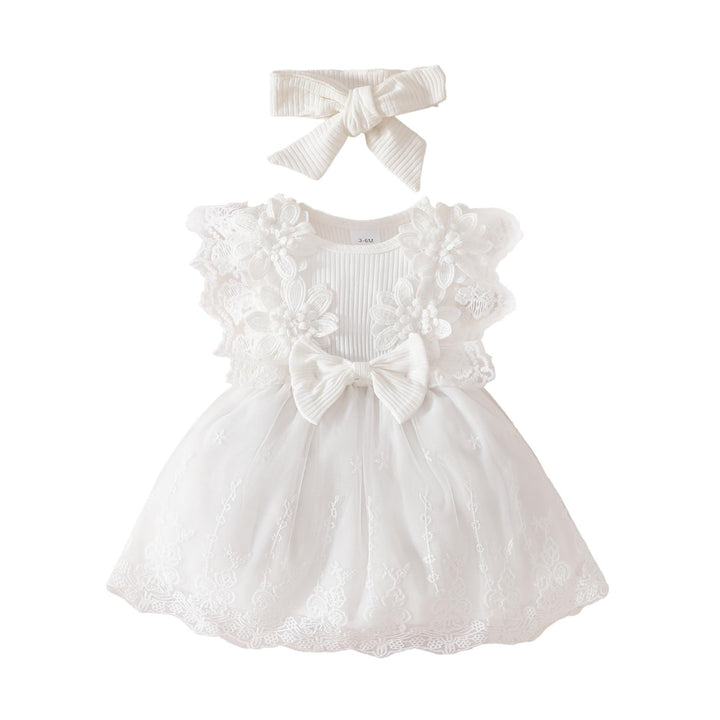 Babykleidung für Neugeborene Mädchen Gerüschtes Kleid mit Blumendruck Sommer Outfits Süsses Schleife