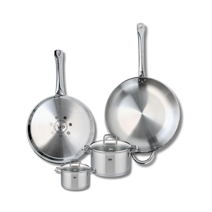 ELO 9508350 Kochgeschirr-Set, 4-teilig, 2 Bratpfannen 28 und 32 cm und 2 Kochtöpfe 12 und 16 cm Elo