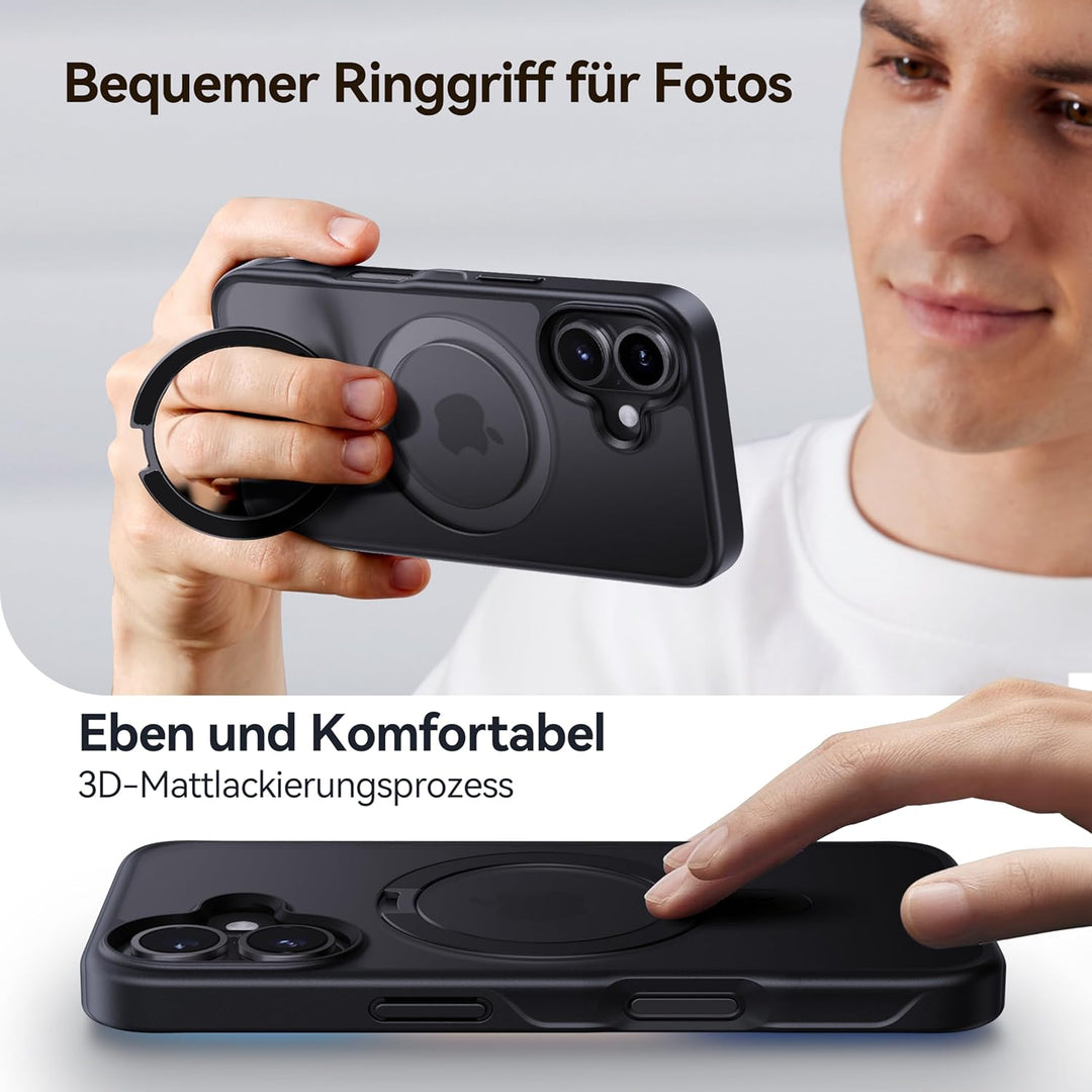 CASEKOO MagicStand Speziell für iPhone 16 Hülle mit MagSafe [Unsichtbarer Ständer] [Militärschutz] [