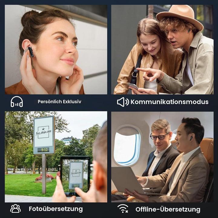 AI Kopfhörer Übersetzer, 3-in-1 Sprachübersetzer Kopfhörer 150+ Sprachen mit App, 6 Übersetzungsmodi