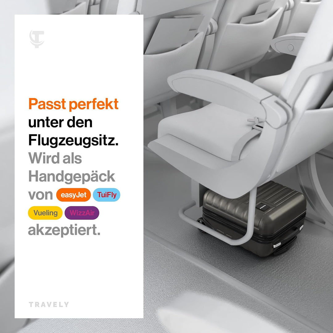 Travely Premium Handgepäck Koffer 40x30x20cm - passend für Ryanair, Lufthansa, Eurowings und co. I 2