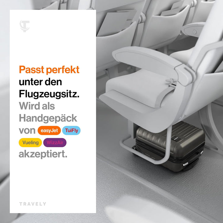 Travely Premium Handgepäck Koffer 40x30x20cm - passend für Ryanair, Lufthansa, Eurowings und co. I 2